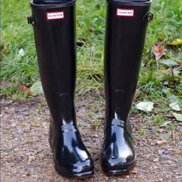 Hunter Shoes - Black Gloss Tall  Hunter Rain boots